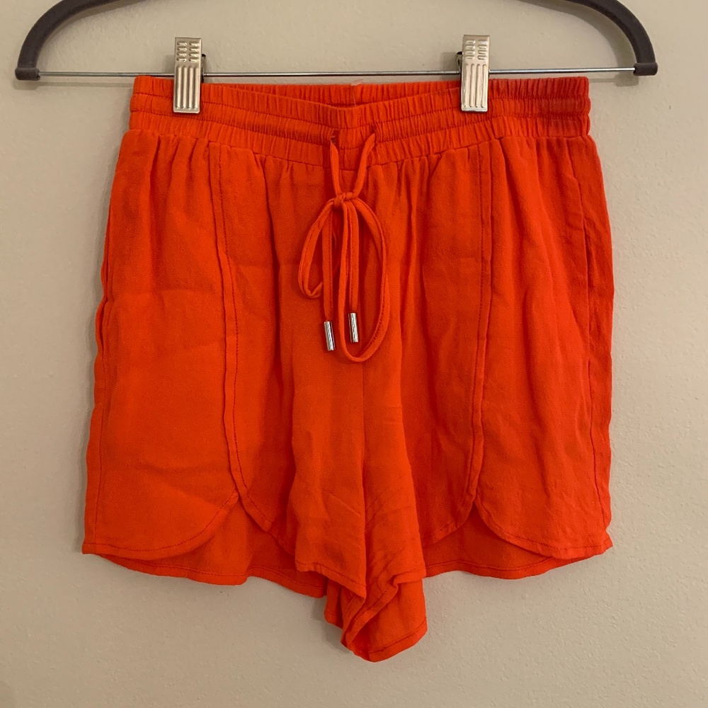 Bright Orange High-Waisted Shorts